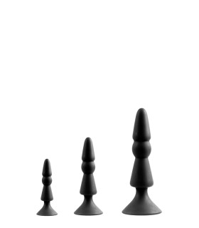 Набір анальних пробок-ялинок MENZSTUFF BLACK, 3 шт, силікон - No Taboo