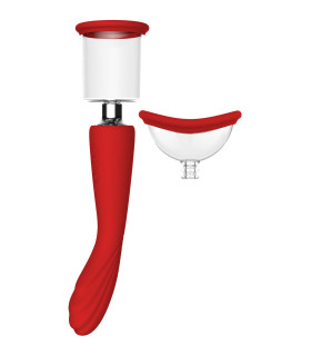 Вібратор-помпа Dream Toys Georgia зі змінними насадками, червоний, 29.3 х 3.5 см - No Taboo