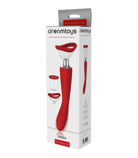 Вібратор-помпа Dream Toys Georgia зі змінними насадками, червоний, 29.3 х 3.5 см - No Taboo