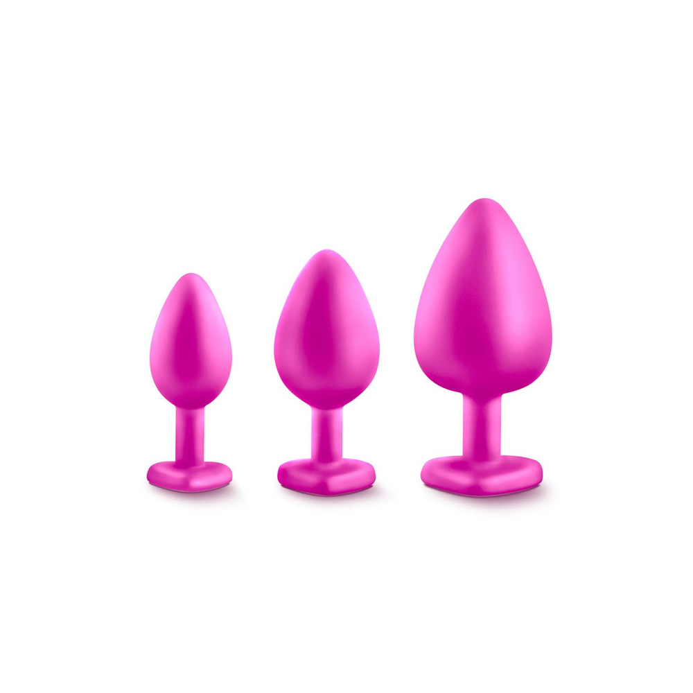 Набор анальных пробок с камнями розовых LUXE BLING PLUGS, 3 шт фото №3 — секс игрушки: Украина, NO TABOO