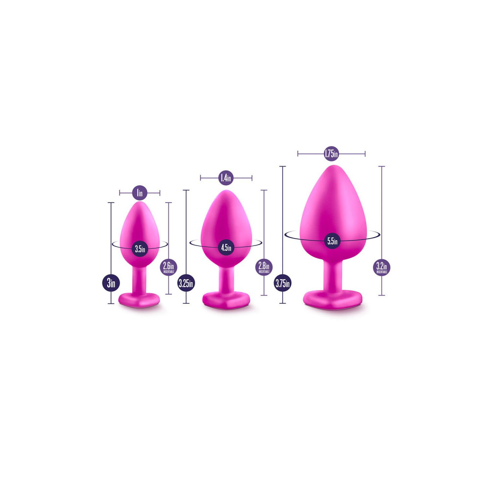 Набор анальных пробок с камнями розовых LUXE BLING PLUGS, 3 шт фото №5 — секс игрушки: Украина, NO TABOO
