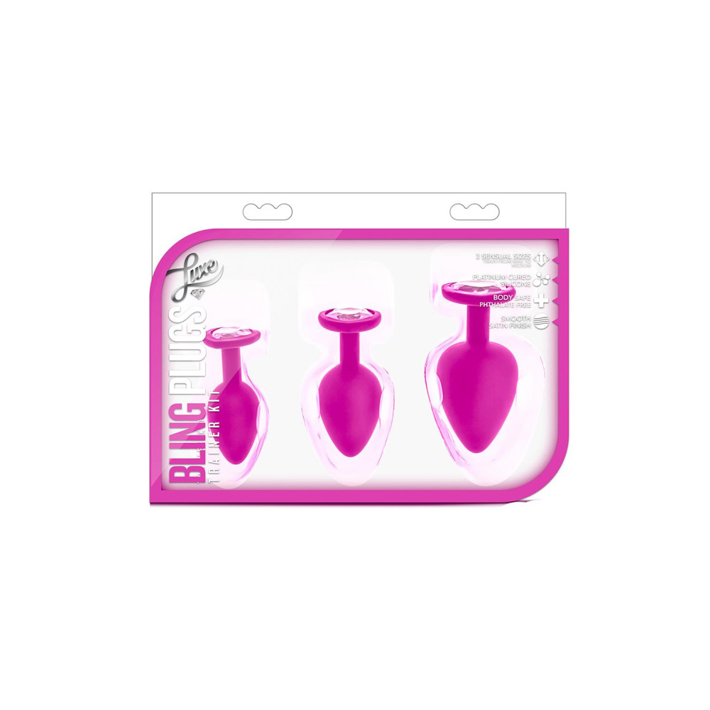Набор анальных пробок с камнями розовых LUXE BLING PLUGS, 3 шт фото №2 — секс игрушки: Украина, NO TABOO