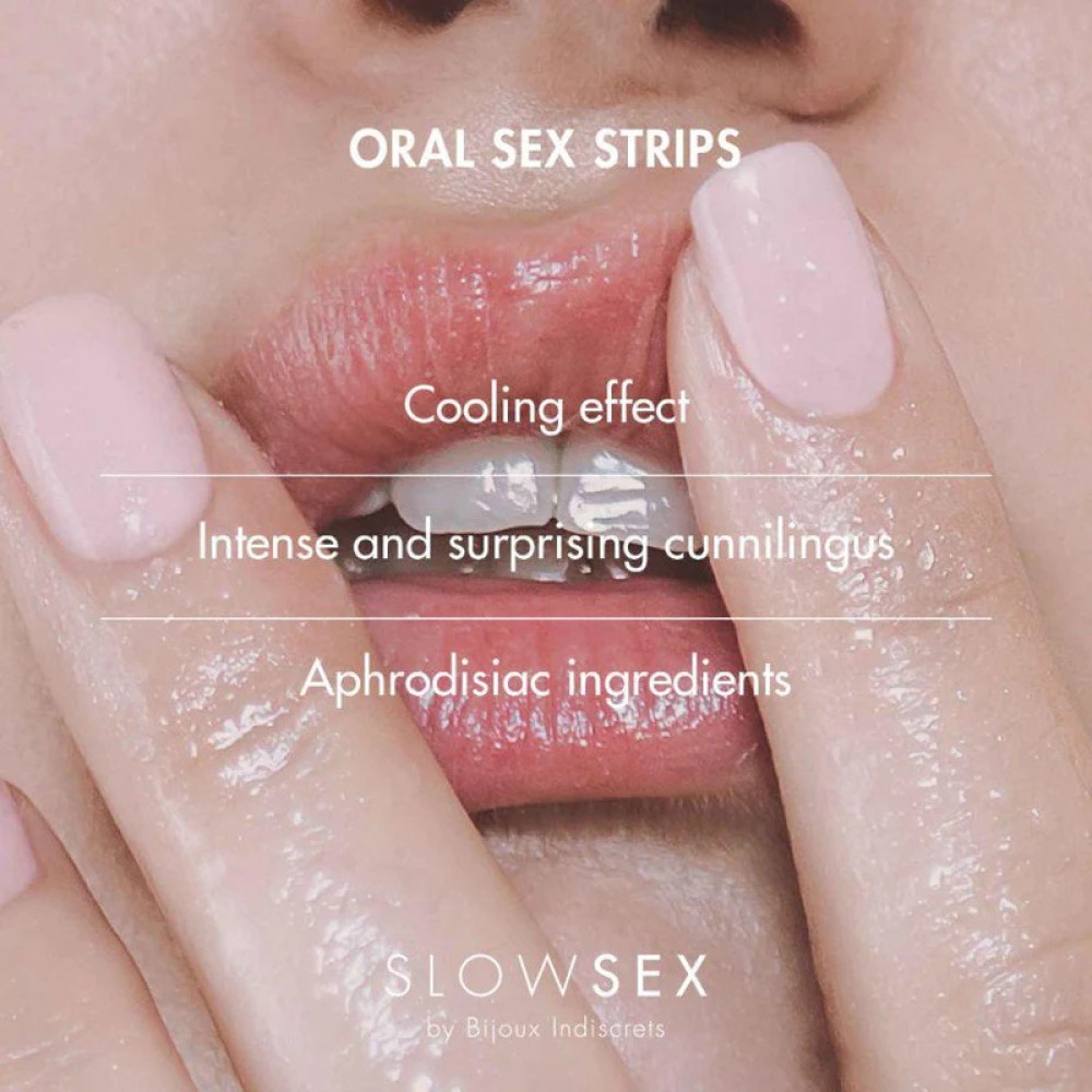Мятные полоски для орального секса Bijoux Indiscrets SLOW SEX Oral sex strips, 7 шт, фото №3 — секс шоп Украина, NO TABOO