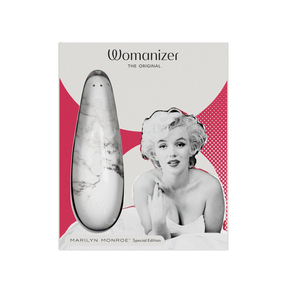 Бесконтактный стимулятор клитора Womanizer Marilyn Monroe Special Edition, белый мрамор фото №12 — секс игрушки: Украина, NO TABOO