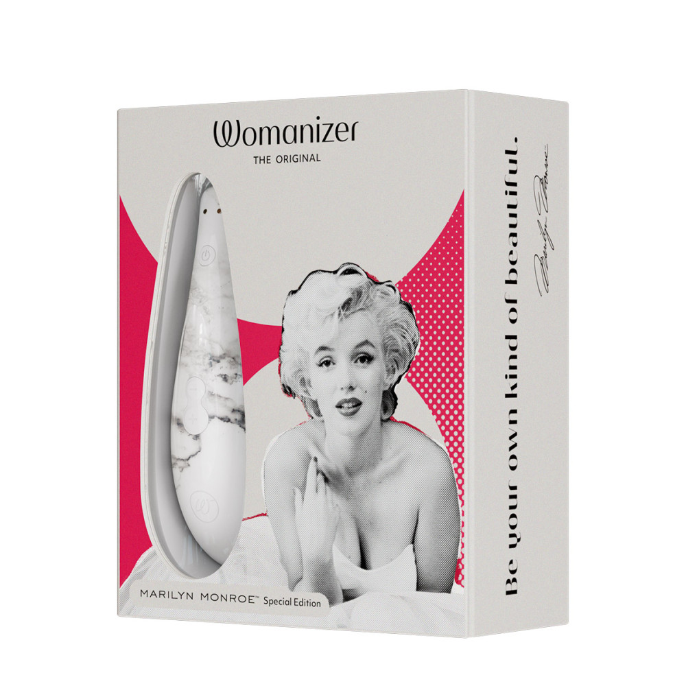 Бесконтактный стимулятор клитора Womanizer Marilyn Monroe Special Edition, белый мрамор фото №13 — секс игрушки: Украина, NO TABOO
