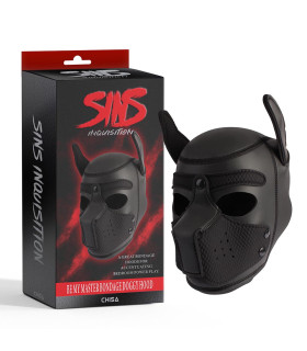 Маска-шлем собачки на голову Sins Inquisition Be My Master Bondage Puppy Hood, черная - No Taboo