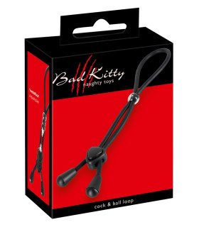 Эрекционное лассо Bad Kitty cock & ball loop, черное - No Taboo