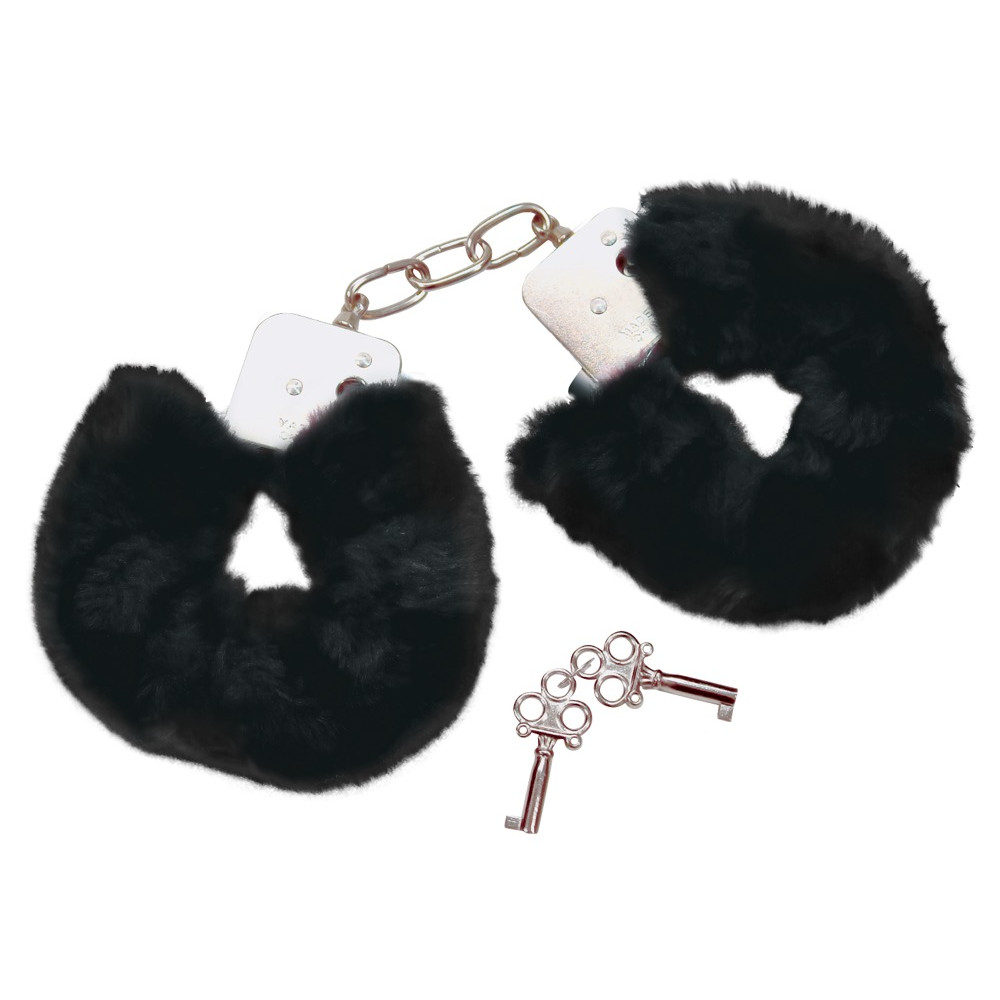 Наручники с черным мехом Bad Kitty Handcuffs, металл , фото №2 — секс шоп Украина, NO TABOO