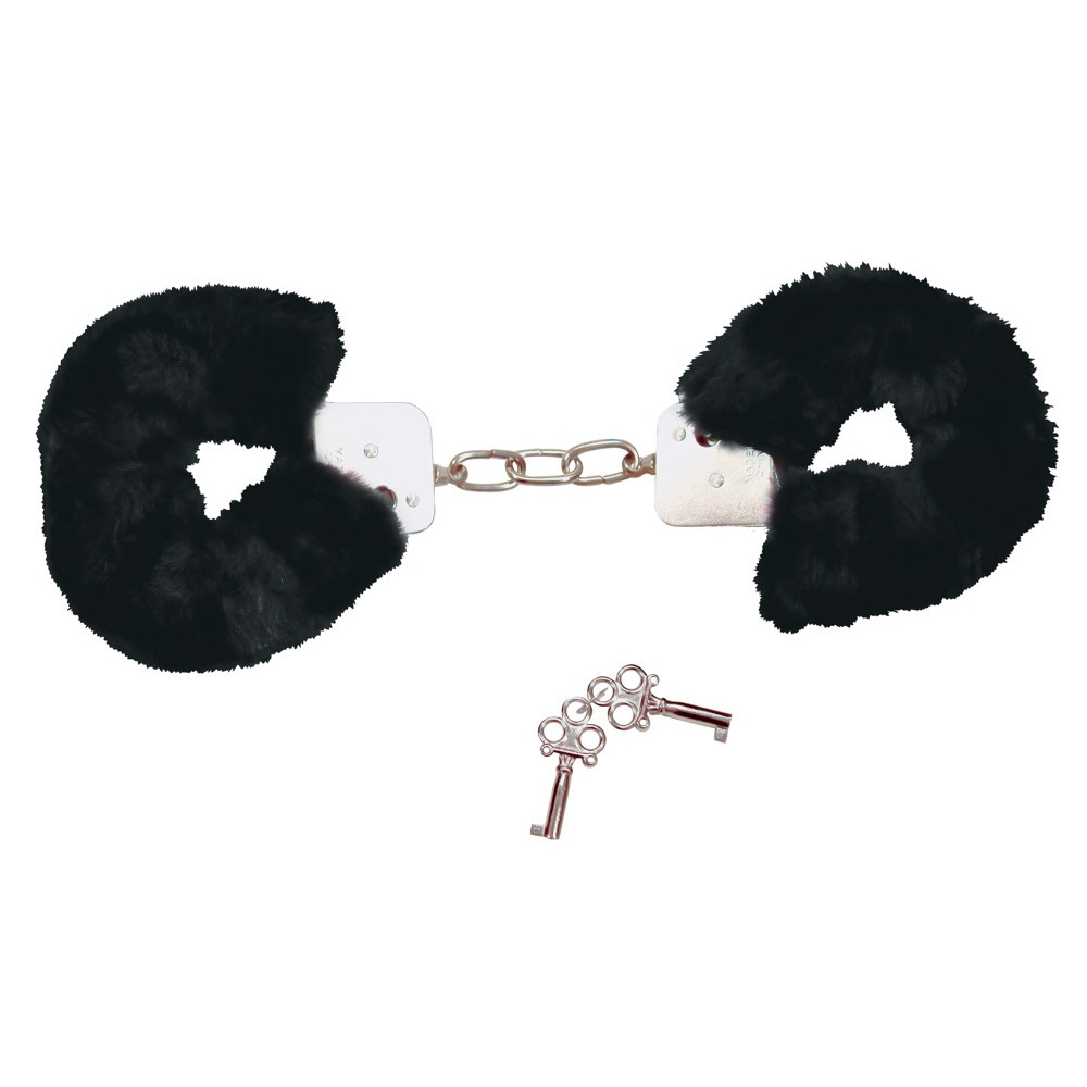 Наручники с черным мехом Bad Kitty Handcuffs, металл , фото №3 — секс шоп Украина, NO TABOO