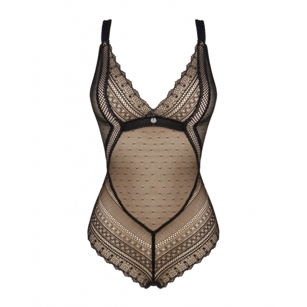 Боди эротический Obsessive Estiqua Teddy, размер M/L, черный, фото №3 — секс шоп Украина, NO TABOO