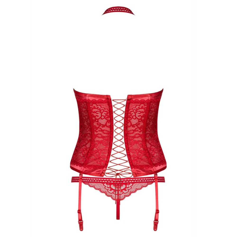 Корсет эротический Obsessive Flameria Corset, красный, размер S/M, фото №5 — секс шоп Украина, NO TABOO