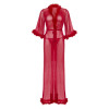 Пеньюар эротический Leg Avenue Marabou Trimmed Long Robe, красный, размер One size, фото №4 — секс шоп Украина, NO TABOO