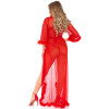 Пеньюар эротический Leg Avenue Marabou Trimmed Long Robe, красный, размер One size, фото №3 — секс шоп Украина, NO TABOO