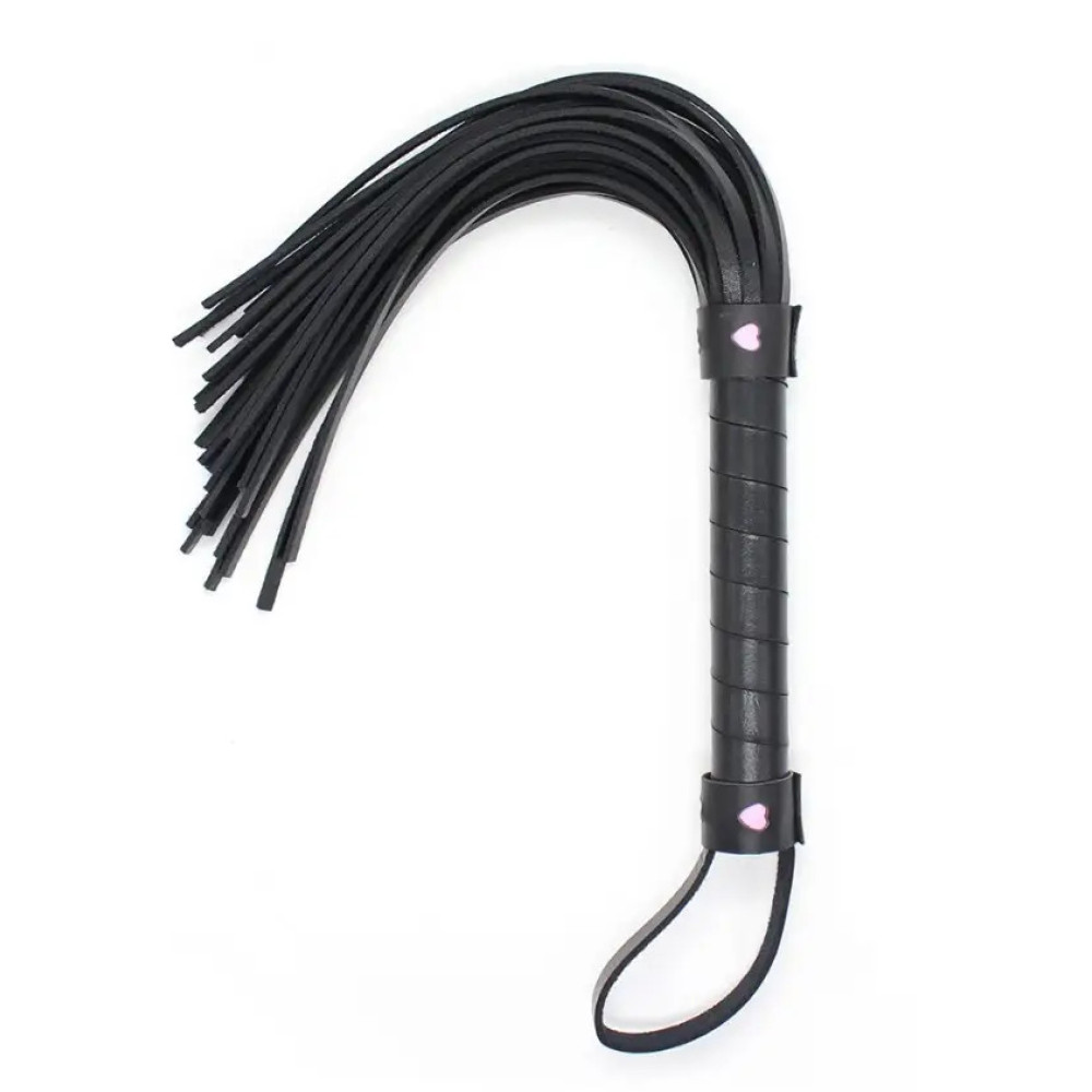 Флоггер черный с розовым сердцем Flogger black with pink heart, фото №0 — секс шоп Украина, NO TABOO