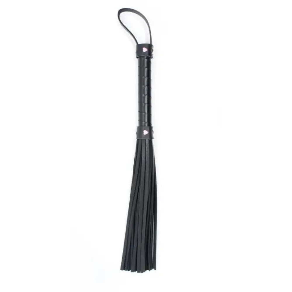 Флоггер черный с розовым сердцем Flogger black with pink heart, фото №2 — секс шоп Украина, NO TABOO