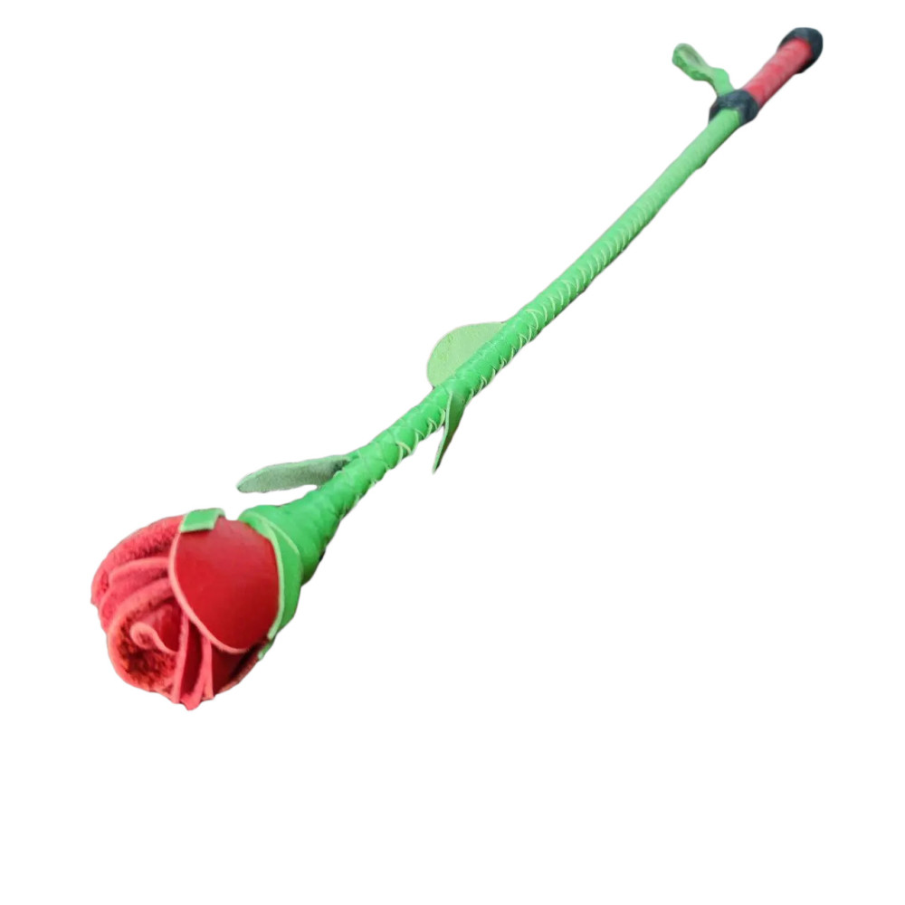 Стек роза кожаный Kid Grain Leather Rose Crop With Calf Leather Rose, фото №0 — секс шоп Украина, NO TABOO