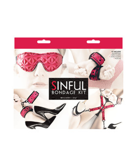 Набор БДСМ для связывания NS Novelties SINFUL BONDAGE KIT PINK, 4 предмета - No Taboo