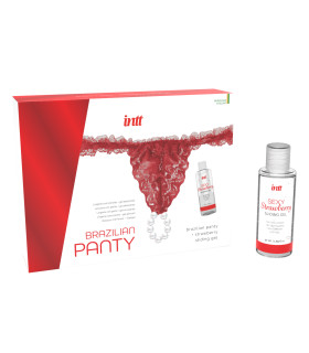 Набор лубрикант и трусики Intt Brazilian Panty красный, One Size - No Taboo