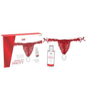 Набор лубрикант и трусики Intt Brazilian Panty красный, One Size - No Taboo