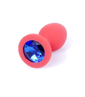 Анальная пробка силиконовая с синим камнем S Plug-Jewellery, 7 см х 2.7 см - No Taboo