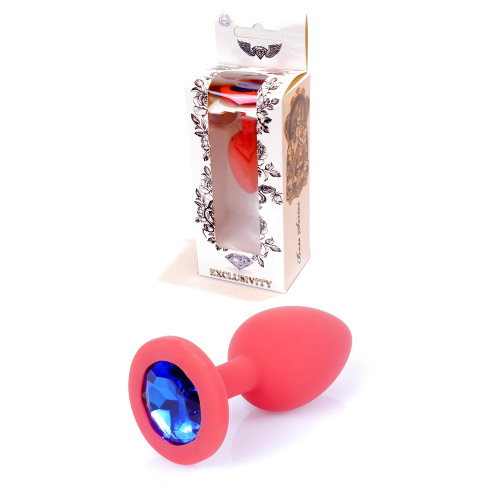 Анальная пробка силиконовая с синим камнем S Plug-Jewellery, 7 см х 2.7 см фото №0 — секс игрушки: Украина, NO TABOO