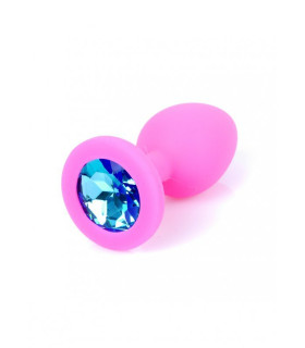 Анальна силіконова пробка з синім каменем S Plug-Jewellery, 7 см х 2.7 см - No Taboo