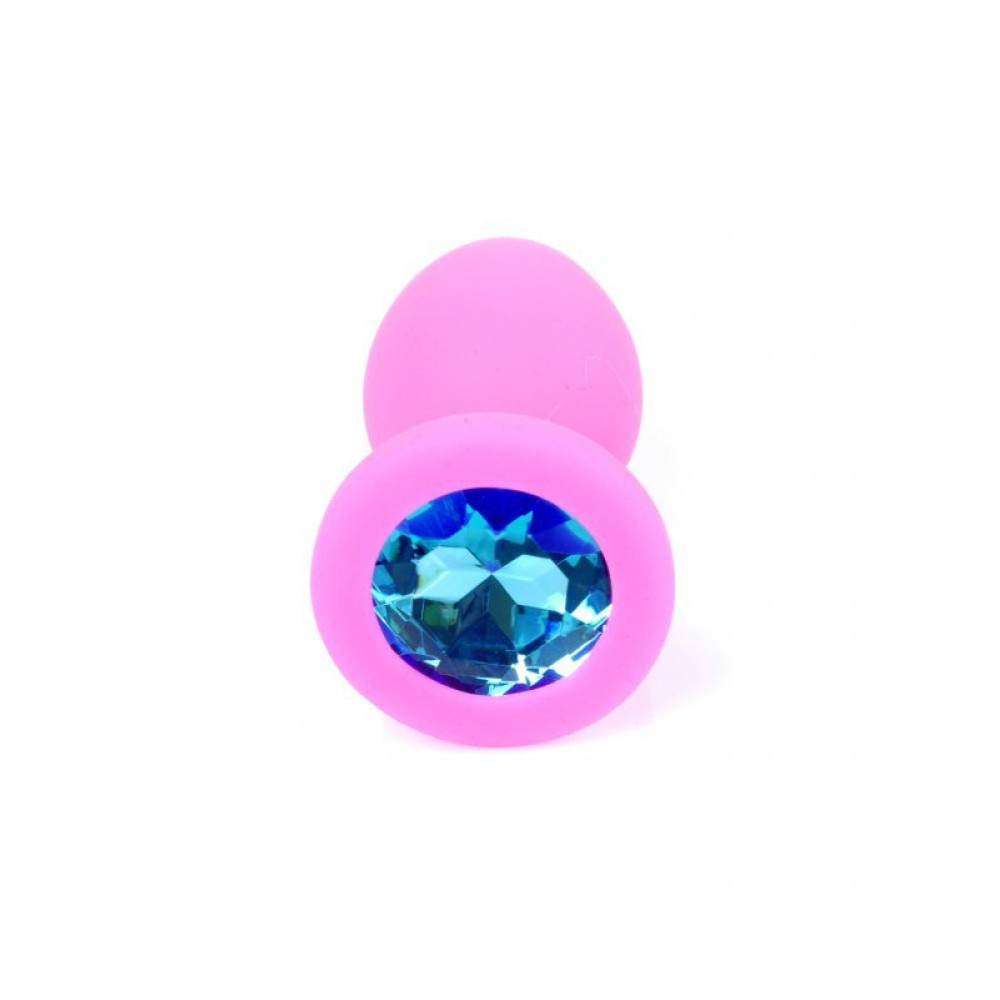 Анальная пробка силиконовая с синим камнем S Plug-Jewellery, 7 см х 2.7 см фото №4 — секс игрушки: Украина, NO TABOO