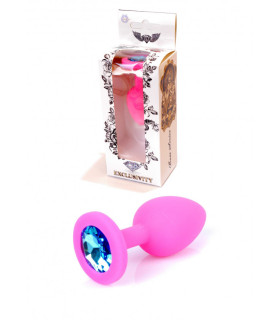 Анальна силіконова пробка з синім каменем S Plug-Jewellery, 7 см х 2.7 см - No Taboo
