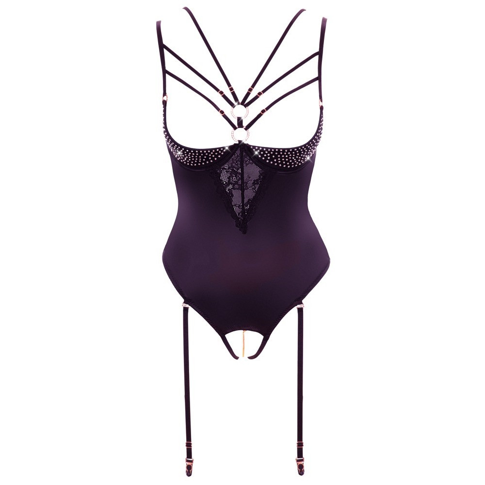 Боди эротическое Abierta Fina Body Rhinestone, со стразами, черное, 85B/размер L, фото №5 — секс шоп Украина, NO TABOO