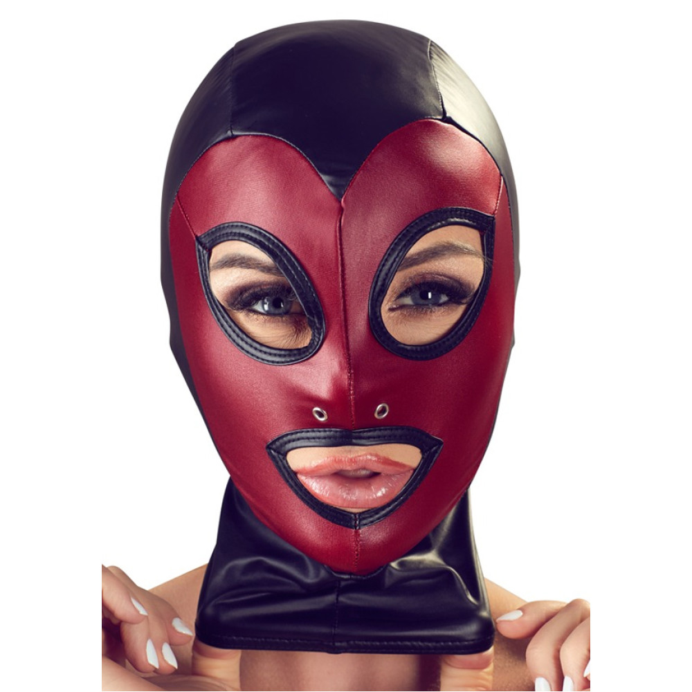 Маска на голову Bad Kitty Head Mask, красно-черная, фото №4 — секс шоп Украина, NO TABOO