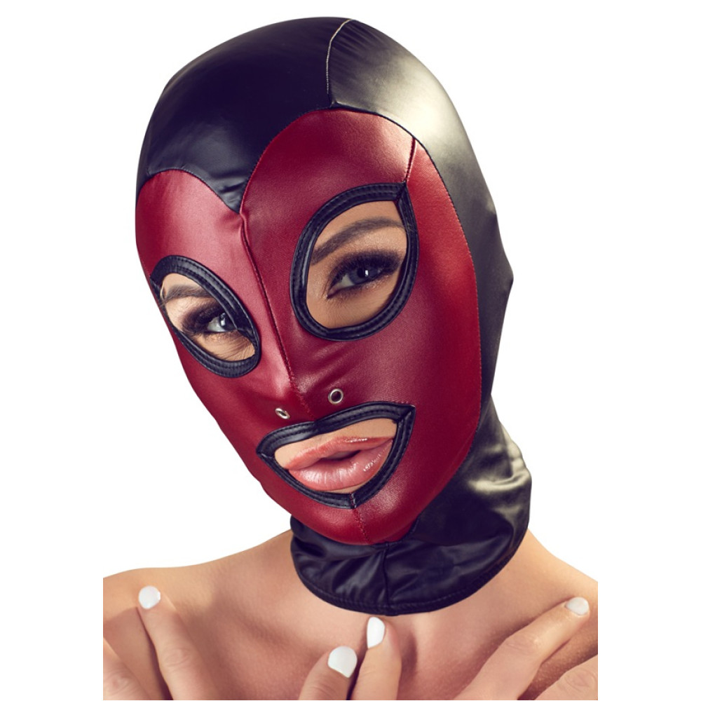 Маска на голову Bad Kitty Head Mask, красно-черная, фото №3 — секс шоп Украина, NO TABOO