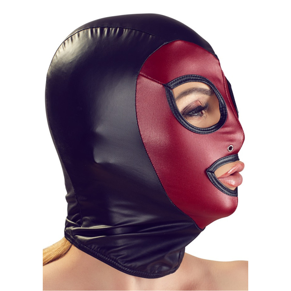 Маска на голову Bad Kitty Head Mask, красно-черная, фото №5 — секс шоп Украина, NO TABOO