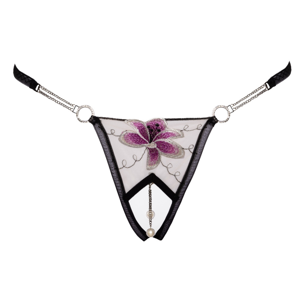 Стринги сексуальные с интимным вырезом Cottelli Collection String Flower, S/M, фото №4 — секс шоп Украина, NO TABOO