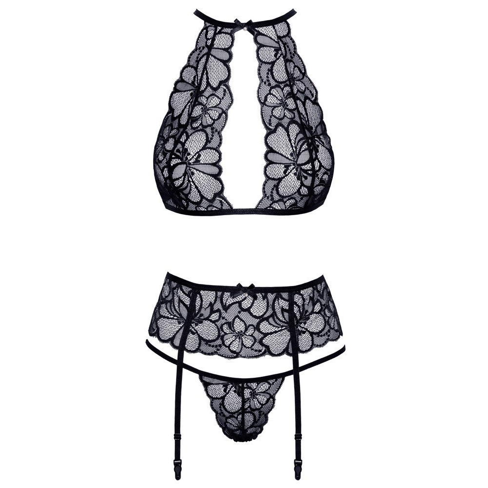 Комплект сексуальный Kissable Bra Set Lace, S/M, черный, фото №3 — секс шоп Украина, NO TABOO