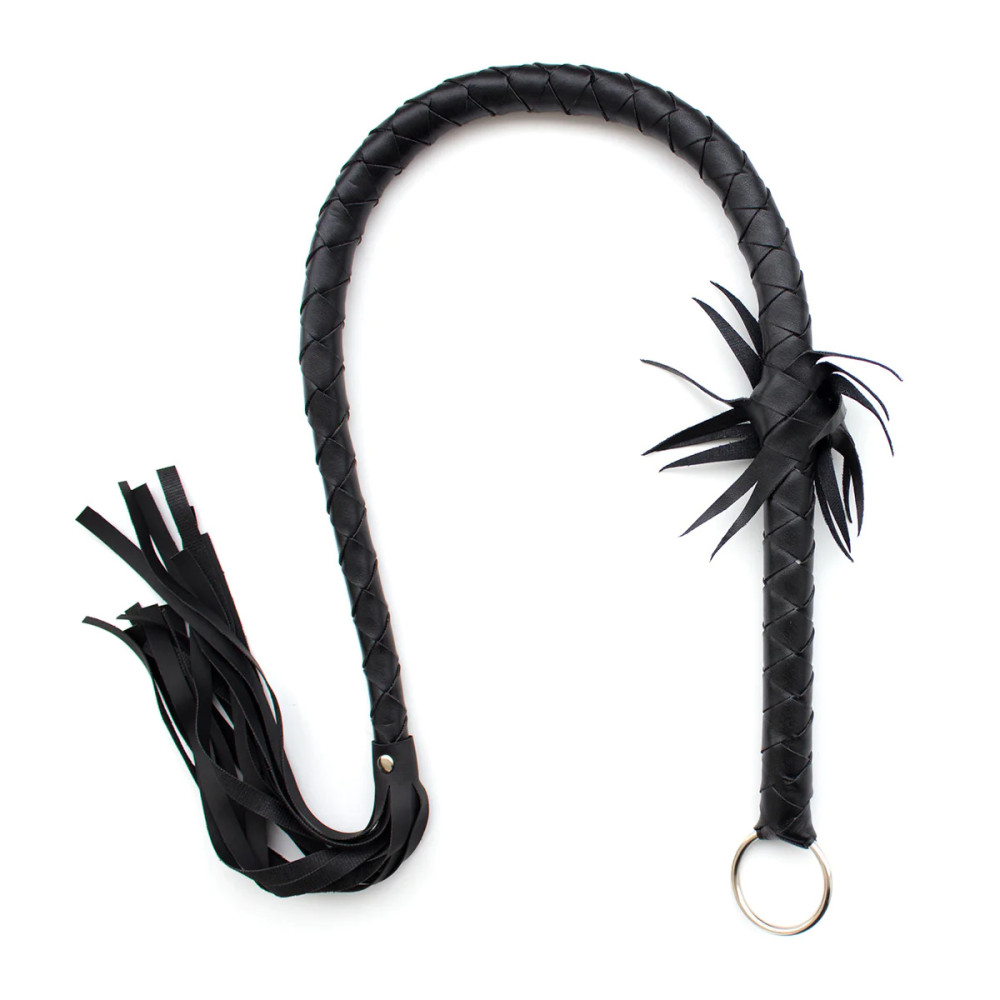 Кнут с флоггером на окончании Fetish Stripe flogger, черный, 86 см, фото №0 — секс шоп Украина, NO TABOO
