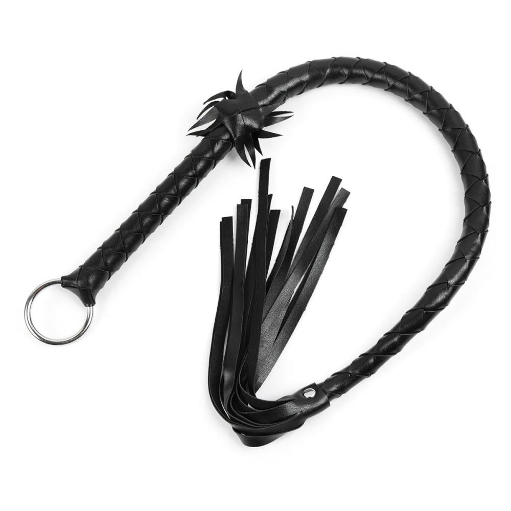 Кнут с флоггером на окончании Fetish Stripe flogger, черный, 86 см, фото №2 — секс шоп Украина, NO TABOO