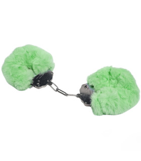Наручники металлические IDEA SM Plush с искусственным мехом, зеленые - No Taboo