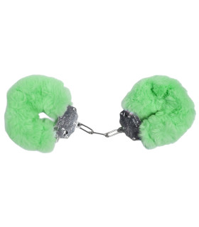Наручники металлические IDEA SM Plush с искусственным мехом, зеленые - No Taboo