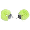 Наручники металлические IDEA SM Plush с искусственным мехом, салатовые, фото №1 — секс шоп Украина, NO TABOO