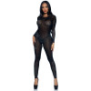 Комбинезон сексуальный Leg Avenue Sheer Rhinestone, XS, со стразами, черный, фото №4 — секс шоп Украина, NO TABOO