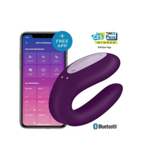 Вібратор для пар Satisfyer Double Joy з додатком, фіолетовий, 9.1 х 4.1 см - No Taboo