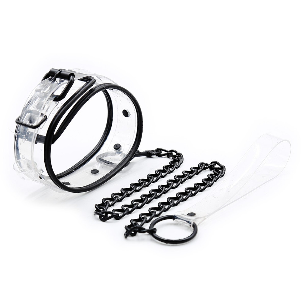 Ошейник с поводком Fetish Collar, прозрачный, фото №0 — секс шоп Украина, NO TABOO