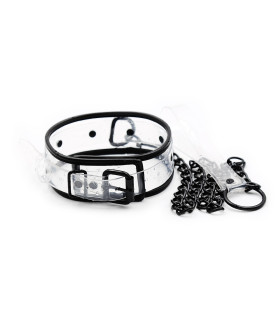 Ошейник с поводком Fetish Collar, прозрачный - No Taboo