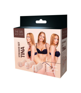 Набор мастурбаторов Dreamtoys The Girl Next Door вагина, рот и анус, бежевые, 3 шт - No Taboo