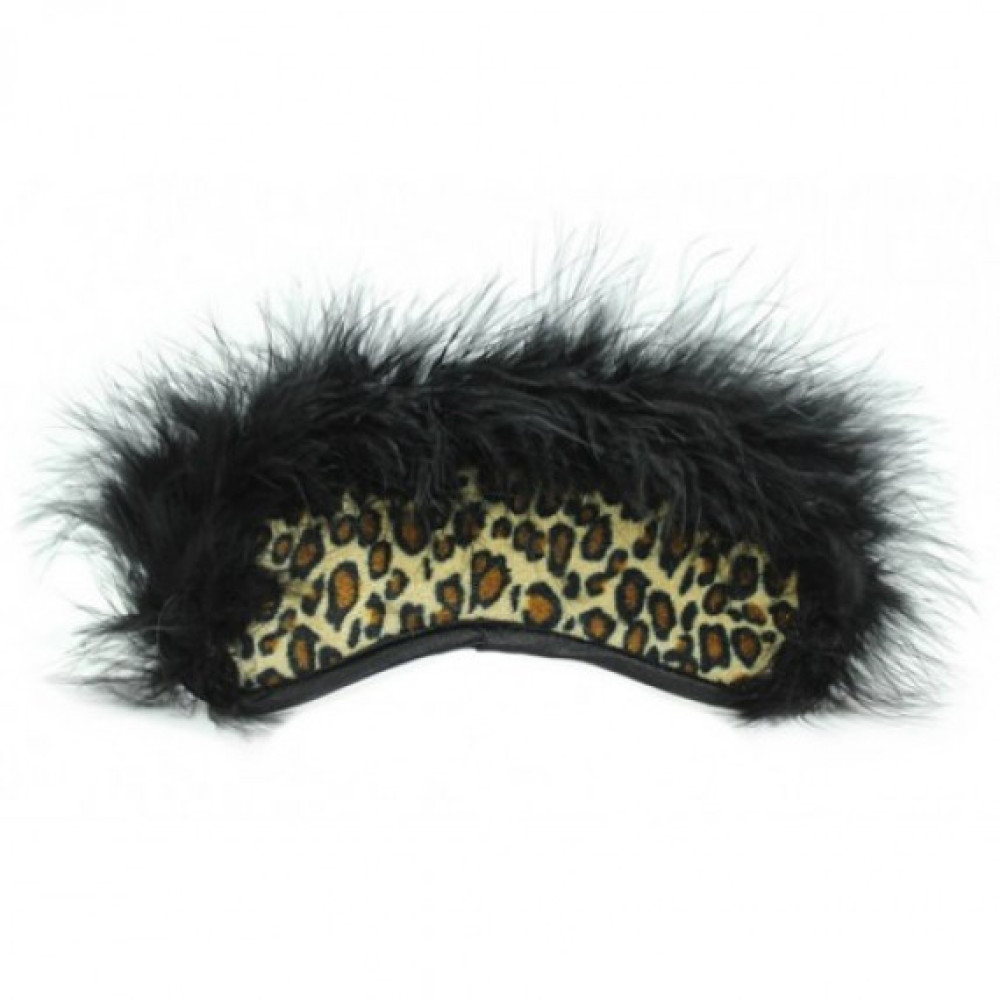 Маска на глаза с мехом Flocky blindfold leopard, леопардовая, фото №2 — секс шоп Украина, NO TABOO