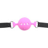Кляп-шарик с тремя отверстиями Fetish Silicone gag, L, розово-черный, 5 см , фото №4 — секс шоп Украина, NO TABOO