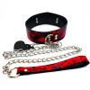 Ошейник с поводком дизайн змеиной кожи Fetish Collar, красно-черный, фото №1 — секс шоп Украина, NO TABOO