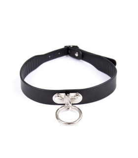 Ошейник с кольцом IDEA SM из искусственной кожи, черный, 2 см - No Taboo