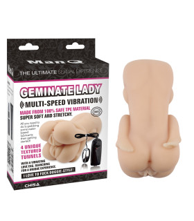 Мастурбатор двойной реалистичный Chisa Man Q Geminate Lady с вибро, бежевый - No Taboo