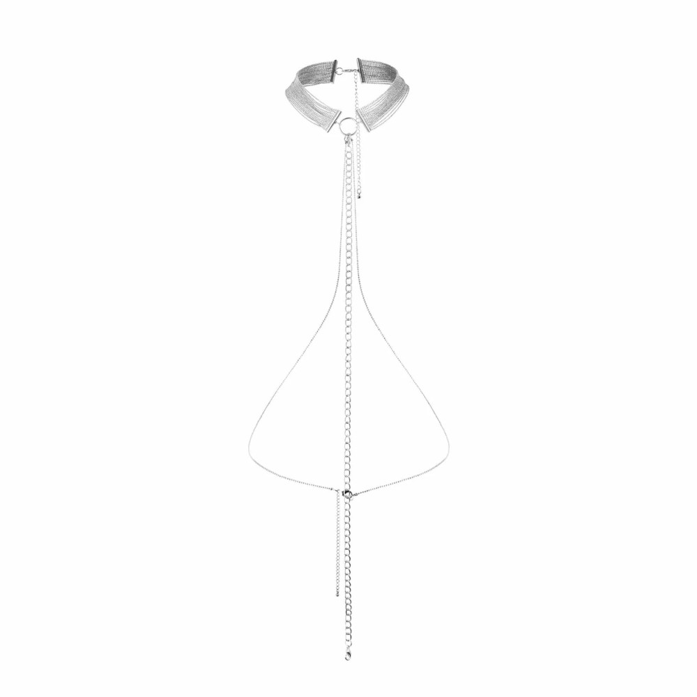 Колье с цепочками на тело Bijoux Indiscrets MAGNIFIQUE Collar, серебристое, фото №3 — секс шоп Украина, NO TABOO